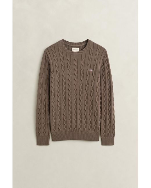 Gant Blue Cotton Cable Knit Crew Neck Sweater for men