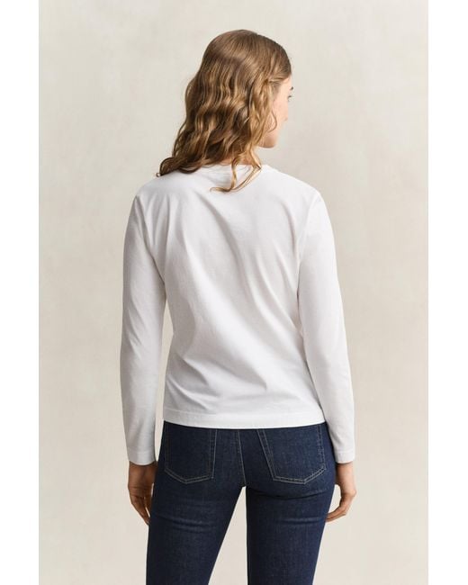 Gant White Shield Long Sleeve T-Shirt