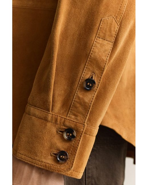 Gant Brown Suede Overshirt Cognac for men
