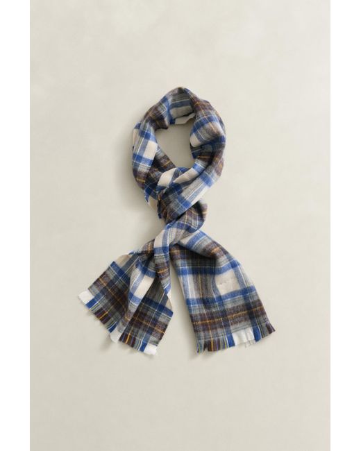 Gant Black Checked Wool Scarf Cream for men