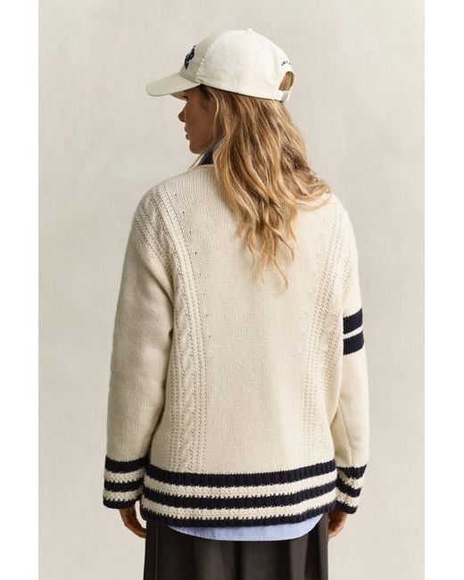 Gant Natural X Yale Varsity Cardigan Cream