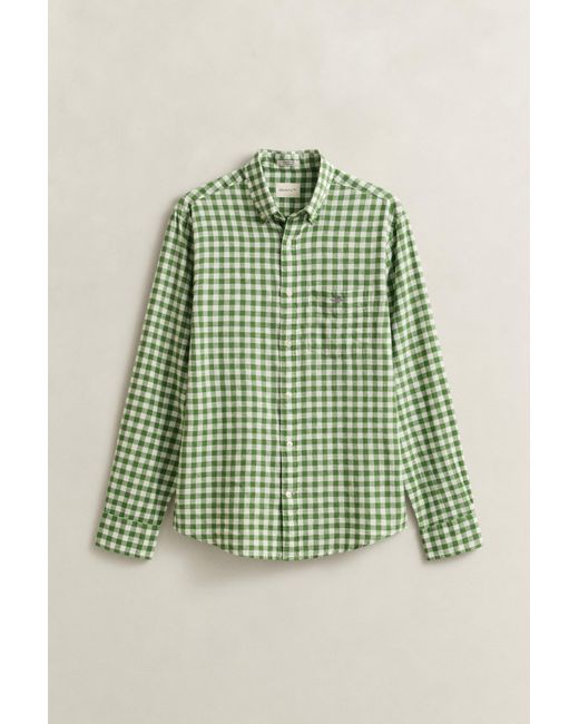 Gant Green Gingham Linen Blend Shirt for men