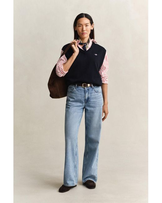 Gant Pink Relaxed Fit Striped Classic Poplin Shirt
