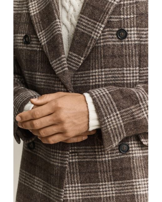 Gant Brown Double Breasted Wool Coat for men