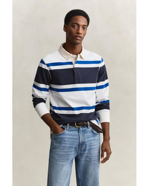 Gant Blue Block Striped Rugger Evening for men
