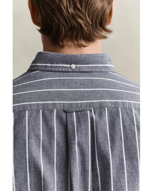 Gant Gray Striped Mélange Poplin Shirt Dark Melange for men