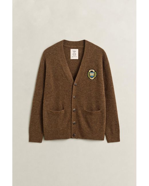 Gant Blue X Yale Brushed Wool Cardigan for men