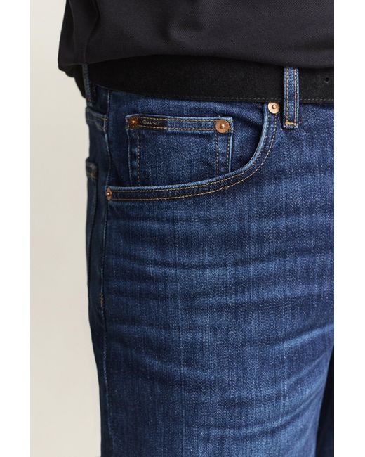 Gant Blue Regular Fit Jeans Mid Worn In for men
