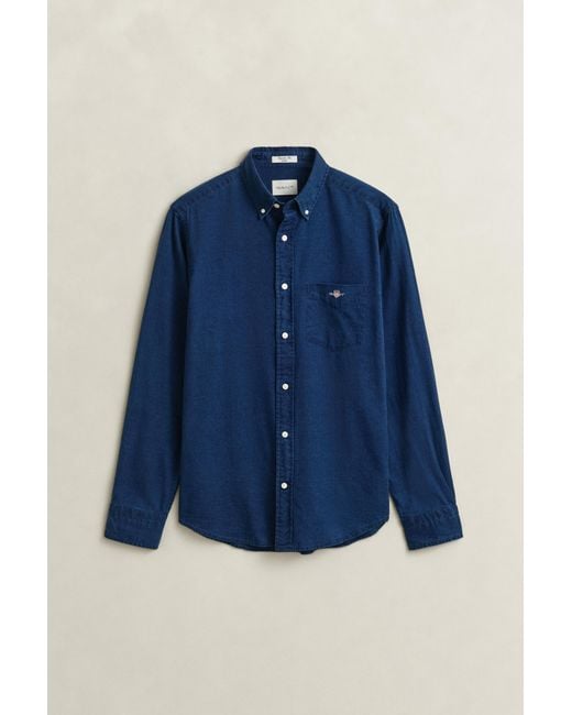 Gant Blue Oxford Shirt Dark for men