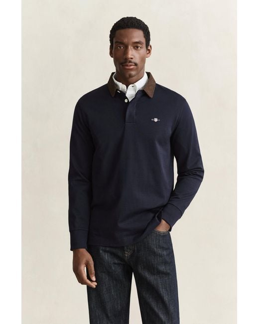 Gant Blue Corduroy Collar Rugger Evening for men