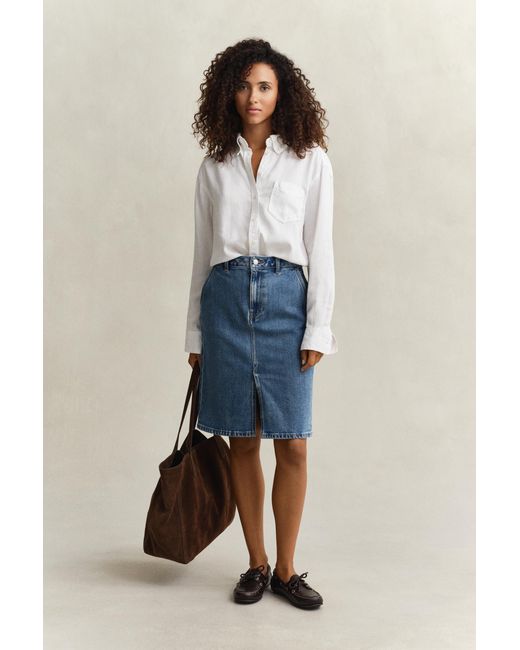 Gant Blue Denim Pencil Skirt Mid