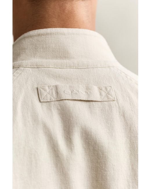 Gant Natural Linen Blend Harrington Jacket Soft Oat for men