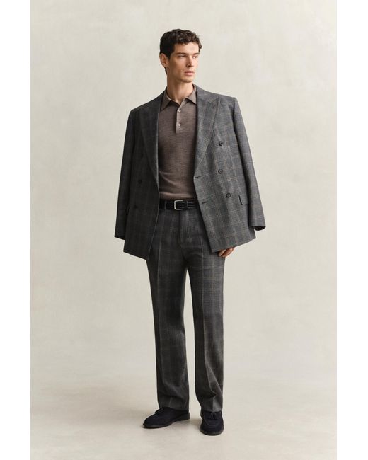 Gant Brown Extra Fine Merino Wool Polo Sweater for men