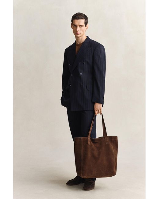 Gant Blue Suede Tote Bag Mahogany for men