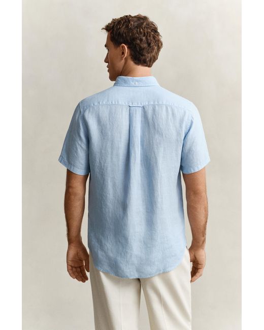 Gant Blue Short Sleeve Linen Shirt for men