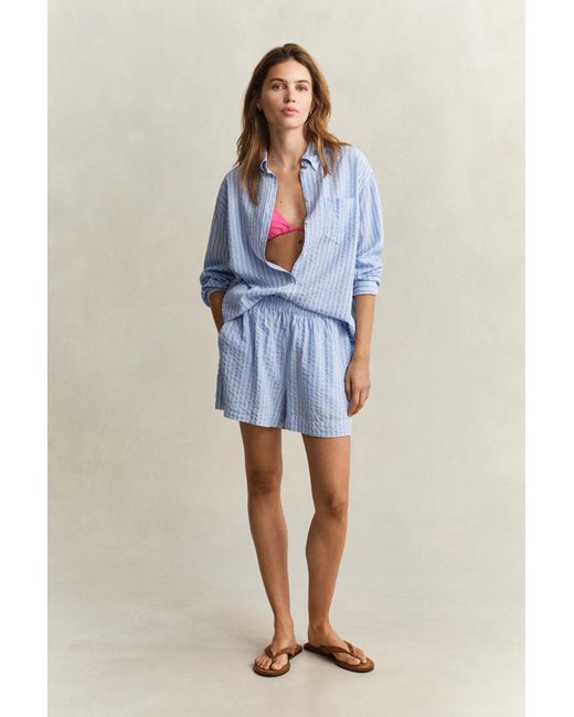 Gant Blue Striped Seersucker Shorts