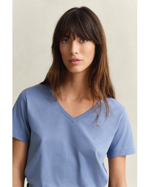 Gant Blue Shield V-Neck T-Shirt