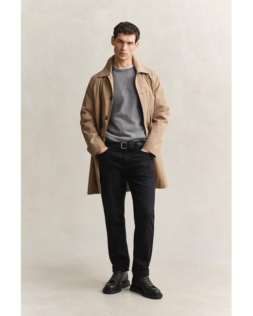 Gant Gray Classic Cotton Crew Neck Sweater Melange for men