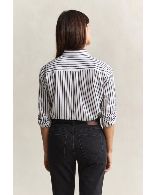 Gant Gray Relaxed Fit Classic Striped Poplin Shirt