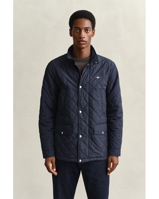 Gant Blue Quilted Windcheater Mid-Length Jacket for men