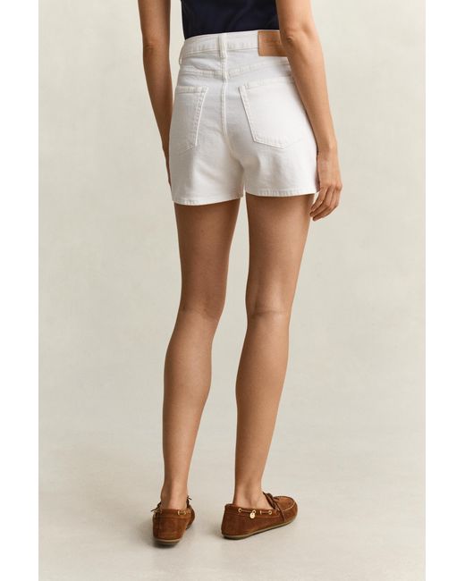 Gant White Denim Shorts Eggshell