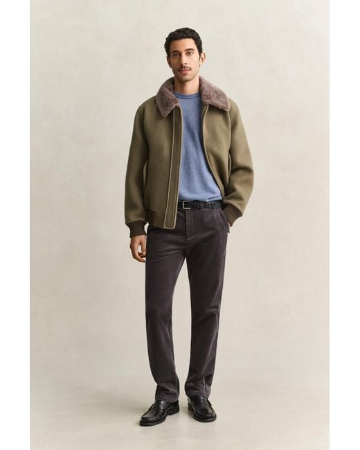 Gant Blue Lambswool Crew Neck Sweater for men