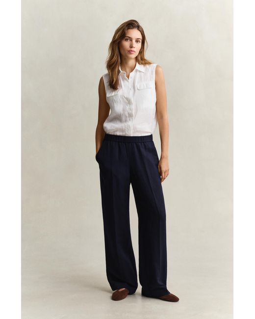 Gant Blue Linen Blend Pants Evening