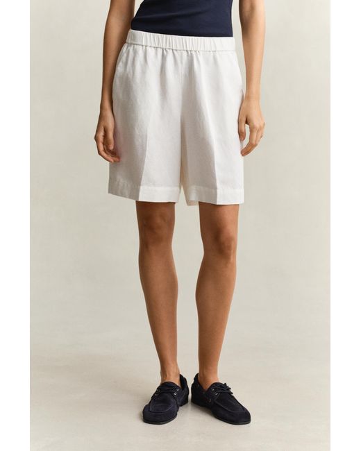 Gant Natural Linen Blend Shorts Eggshell