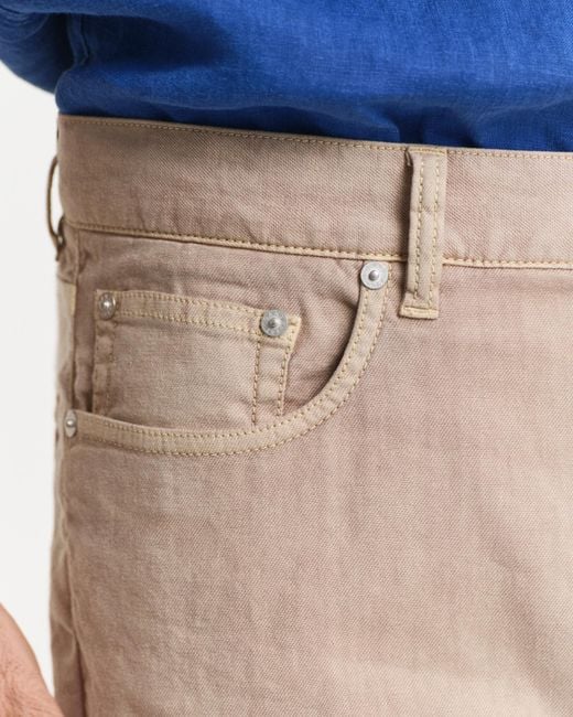 Gant Blue Regular Fit Cotton Linen Jeans for men