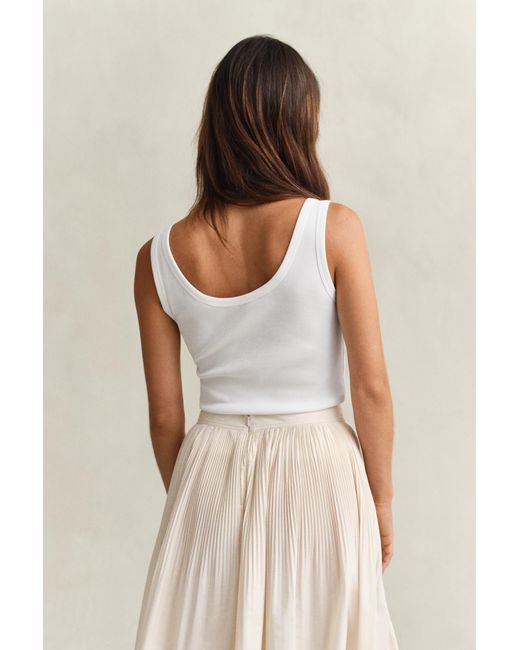 Gant White Ribbed Tank Top