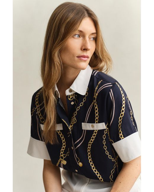 Gant Blue Contrast Blouse Evening
