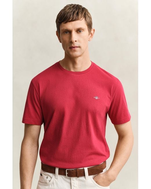 Gant Red Regular Fit Shield T-Shirt for men