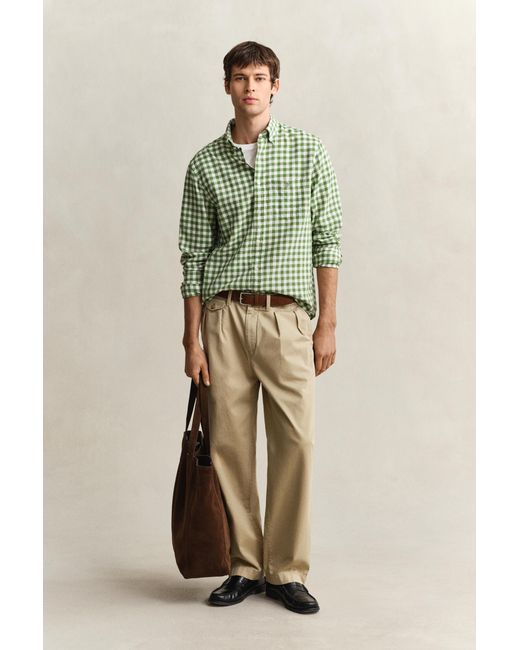 Gant Green Gingham Linen Blend Shirt for men