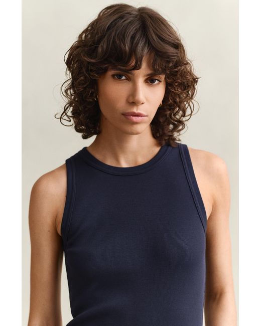 Gant Blue Ribbed Tank Top Evening