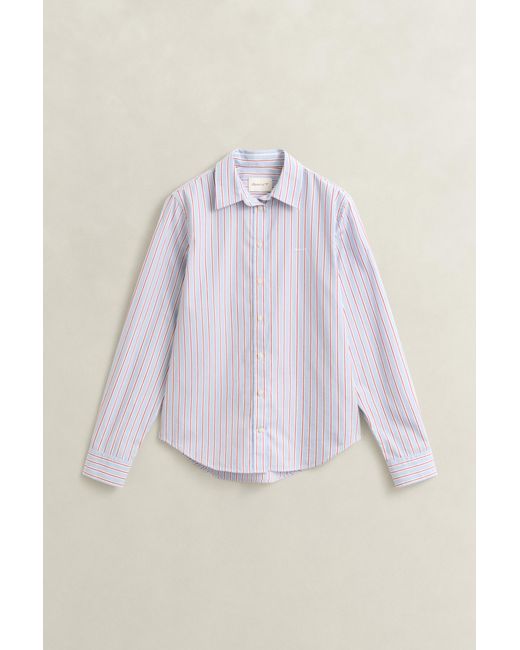Gant Gray Regular Fit Striped Classic Poplin Shirt