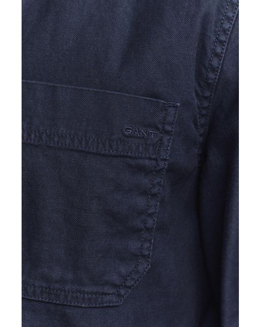 Gant Blue Linen Blend Overshirt Evening for men