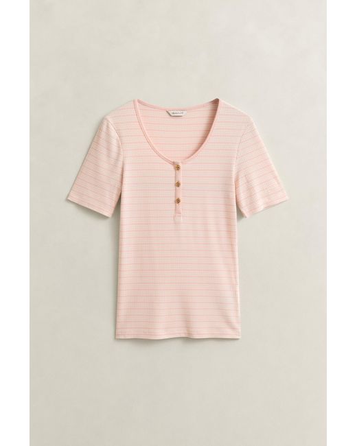 Gant Natural Ribbed Henley Top