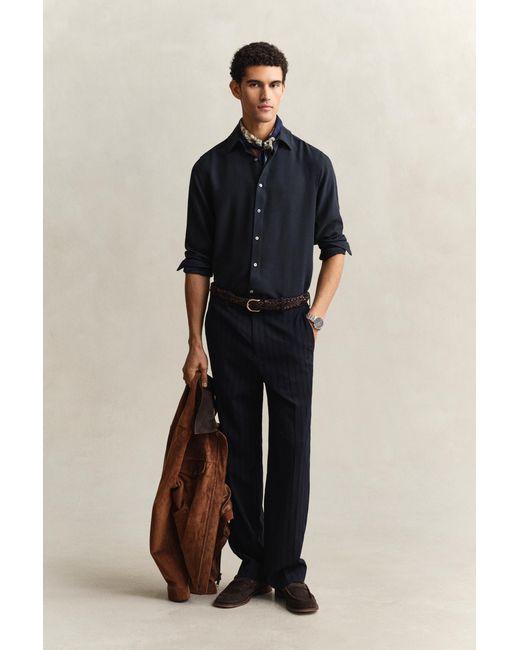 Gant Blue Lyocell Shirt Evening for men