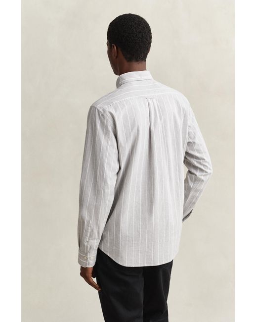 Gant White Striped Mélange Poplin Shirt Melange for men