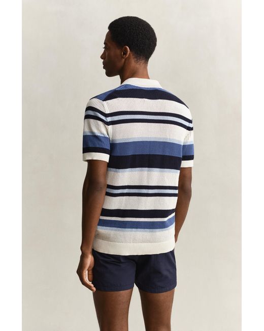 Gant Blue Striped Polo Sweater for men