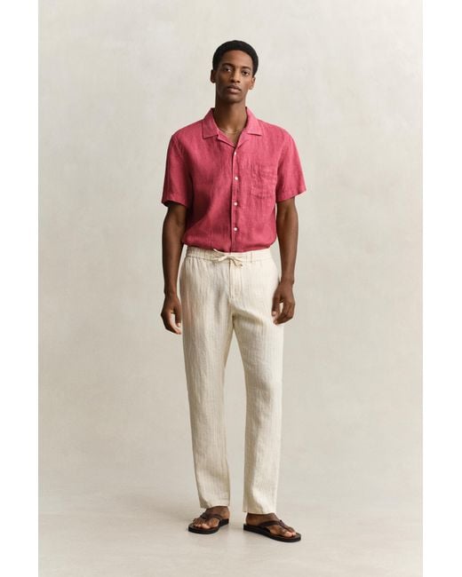 Gant Pink Striped Linen Pants for men