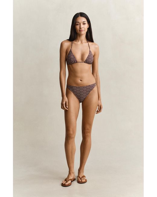 Gant Brown Printed Padded Triangle Bikini Top