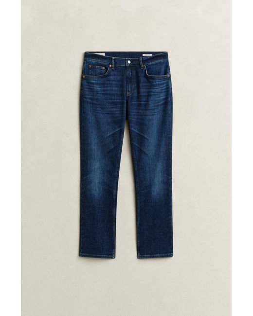 Gant Blue Regular Fit Jeans Mid Worn In for men