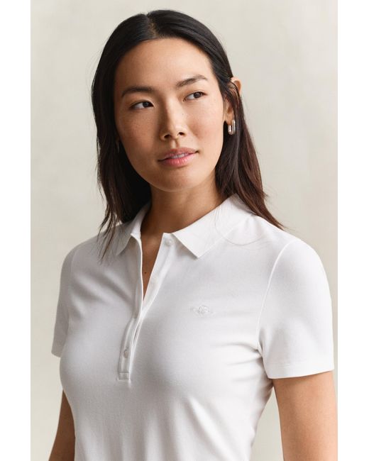 Gant White Slim Fit Polo Shirt