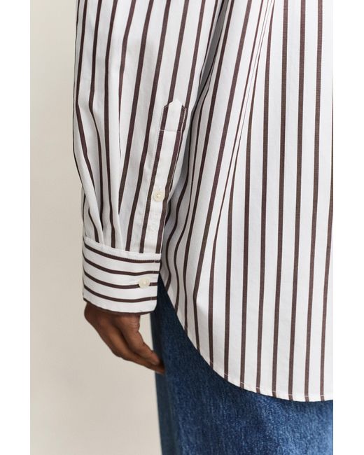Gant White Relaxed Fit Classic Striped Poplin Shirt