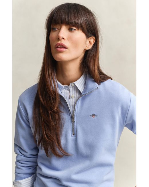Gant Blue Shield Half Zip Sweatshirt