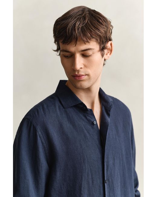 Gant Blue Linen Shirt Evening for men