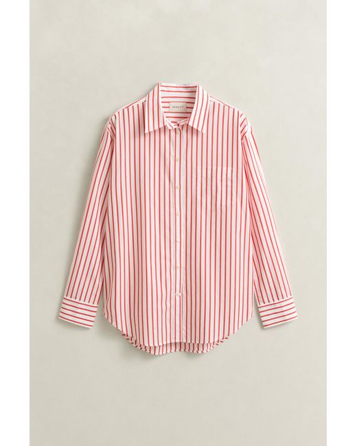 Gant Pink Relaxed Fit Striped Classic Poplin Shirt