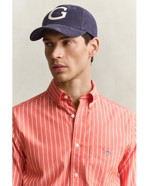 Gant Red Striped Classic Poplin Shirt for men