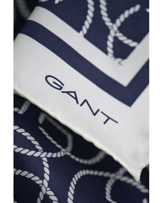 Gant Blue Monogram Silk Scarf Evening
